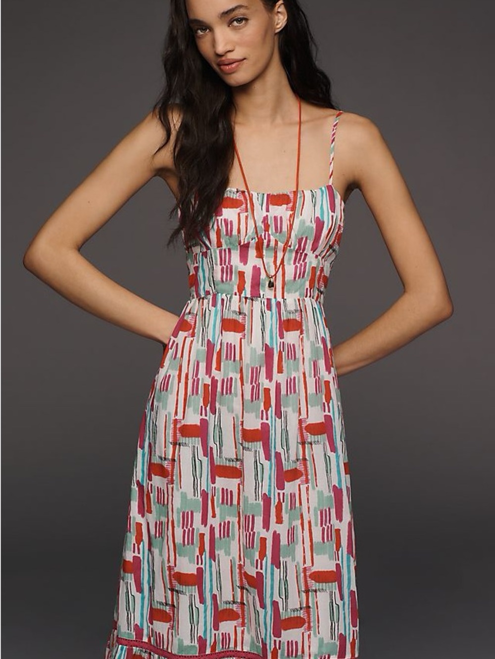 Anthropologie NWT Ro's Garden Flynn Cotton Midi Dress Abstract Size Small